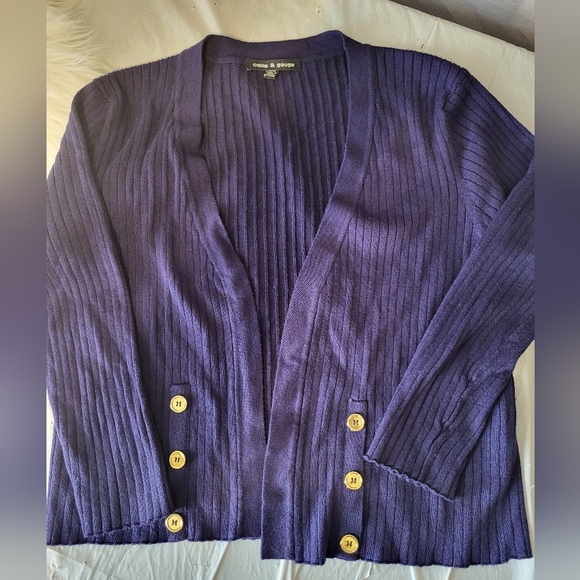 Cable & Gauge Ribbed Cardigan, Size Medium - Picture 1 of 4